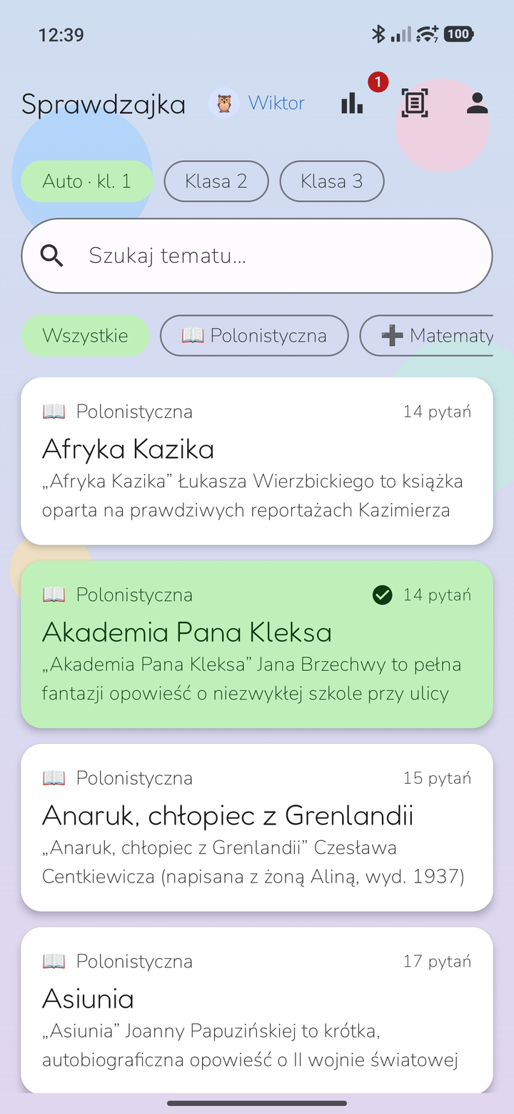 Lista tematów i lektur